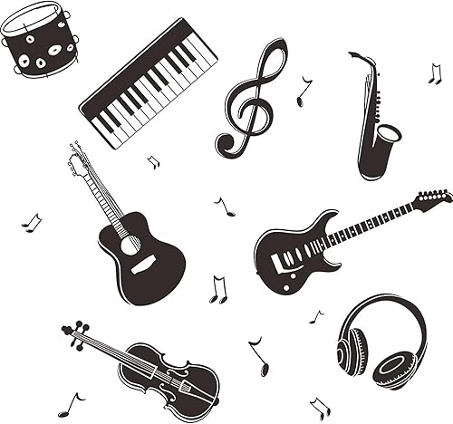 Adesivo Da Parete Musica Adesivi Murali Musica Adesivo Murale Chitarra Piano Adesivi Murali Strumento Musicale Adesivo Murale Nota Musicale Decorazione Murale Soggiorno Camera Bambini Ufficio - Honorern