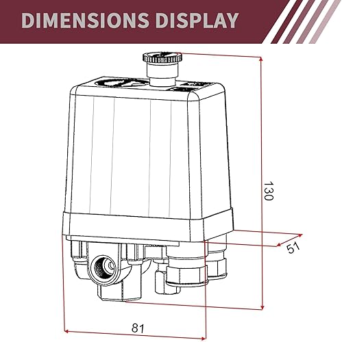 Pressostato Compressore Aria 4 Fori, G1/4' 220V Interruttore del Compressore d'Aria Regolatore di Pressione - Honorern