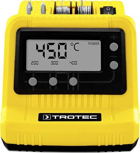 TROTEC Stazione di saldatura digitale PSIS 10-230V Stazione di saldatura a temperatura controllata da 60 watt (200-450 °C) - incluse 3 punte di saldatura e 2 rulli di stagno per saldatura - Honorern