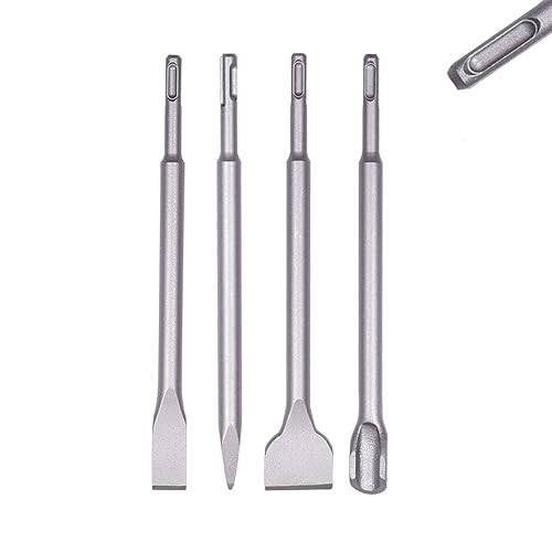 Set di 4 scalpelli SDS Plus, scalpello SdS, scalpello, scalpello per piastrelle, SDS Plus, scalpello, set di scalpelli SdS, set per martello perforatore, 1 scalpello a punta, 1 scalpello piatto da 20 - Honorern