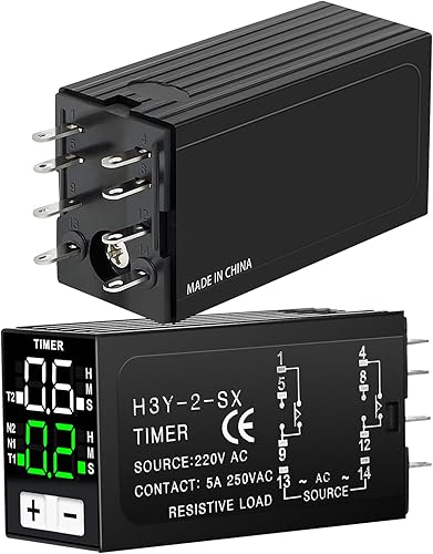 Temporizzatore 220V,0.1S-99H Relè Digitale Controllo Del Tempo di Ciclo con Base AC220V,2 Normalmente Aperti 2 Normalmente Chiusi,Controllo Del Timer Dell'illuminazione - Honorern