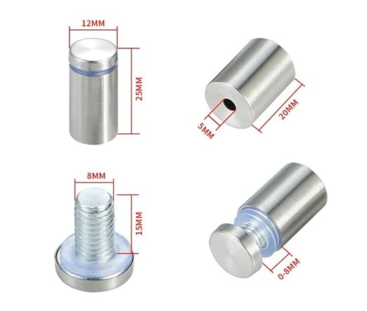 30 distanziatori in acciaio inox, 25 x 12 mm, distanziatori per cartelloni pubblicitari, mostre, vetro solido - Honorern