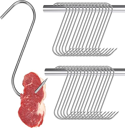 Gancio per Macellaio, 30 Pezzi Gancio a S in Acciaio Inox, Ganci per Carne,Gancio a Forma di S per Macellaio,Cucina, Affumicatura, Lavorazione della Carne (15cm) - Honorern