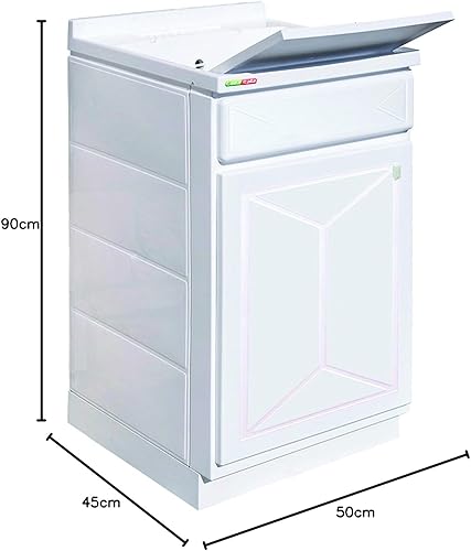 LAVATOIO IN RESINA 45X50X90 MOBILE+VASCA+ASSE RESINA+SIFONE( IN KIT DI MONTAGGIO) - Honorern