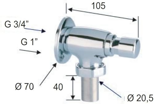 Flussometro temporizzato a Pulsante Esterno per WC 3/4 - Honorern
