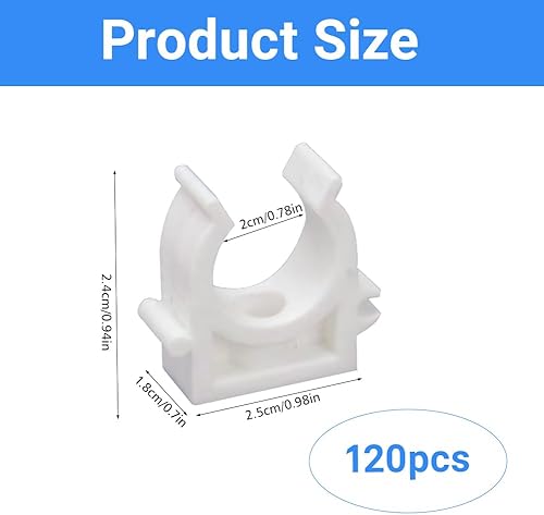 120 morsetti di serraggio da 20 mm, morsetti per tubi dell'acqua, morsetti per tubi in plastica PP, morsetti per tubo dell'acqua, morsetti per il fissaggio di tubi - Honorern