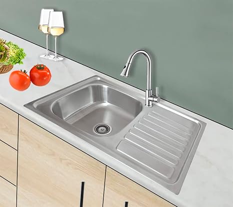 Omeere, Lavello da Cucina Rettangolare, 80 x 50 cm, Acciaio Inox 304, 1 Vasca, Installazione Sottopiano, Inclusi Scarico e Morsetti Premontati - Honorern