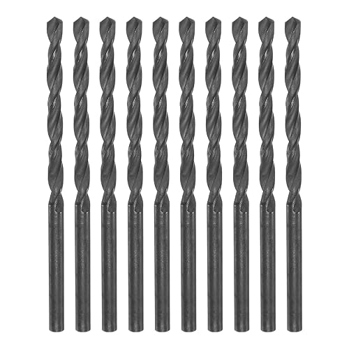 10pz Punte da Trapano Jobber 3,6mm (1/7') in Acciaio ad Alta Velocità Rivestito in Nitruro (HSS) 4241 per Acciaio Inossidabile Rame Metallo Legno Plastica, Nero - Honorern