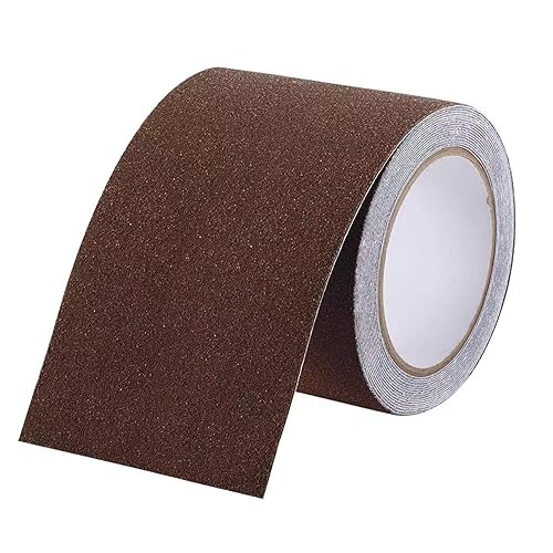 Strisce di Nastro Antiscivolo Autoadesive Marrone, Strisce Antiscivolo per Scale 10cm x 5m - Honorern