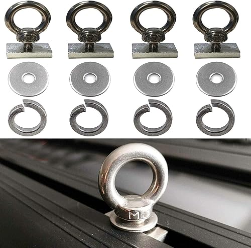 Kit di ancoraggio per tetto in acciaio inox, resistente, 4 pezzi, per fissare la tenda 4WD e altri accessori. M6 - Honorern