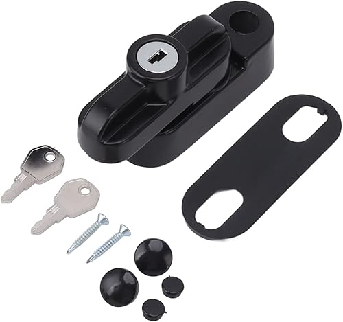 Serrature per Finestre, Serrature per Finestre Esterne in Lega di Alluminio Chiusure per Finestre di Sicurezza per Finestra Doppia Singola(Nero) - Honorern