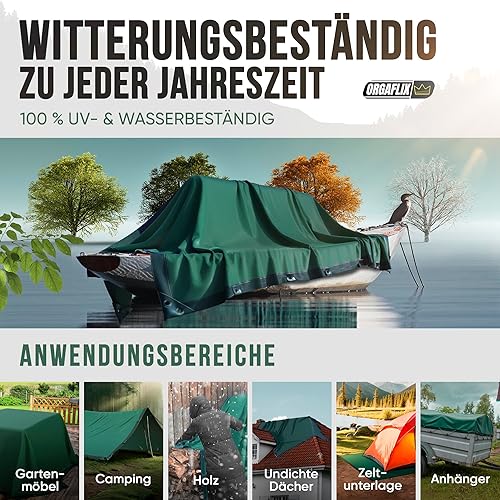 Telone di copertura di alta qualità, 4 x 6 m, impermeabile e resistente ai raggi UV, con occhielli rinforzati a 3 strati, telone in tessuto versatile, per legno, protezione, campeggio - Honorern