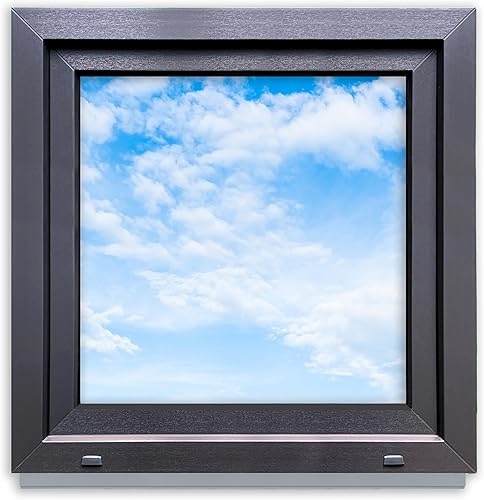 LORAC | Finestra in PVC antracite-bianco 800x800 mm, DIN destra, ribaltabile e a battente, doppia vetratura, a risparmio energetico – Finestra con certificato CE per cantina e abitazione - Honorern