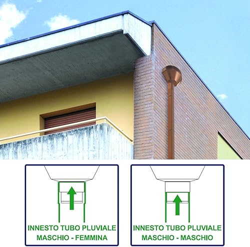 RCT080R Raccoglitore Pluviale Tondo, Effetto ramato, ø 80 mm - Honorern