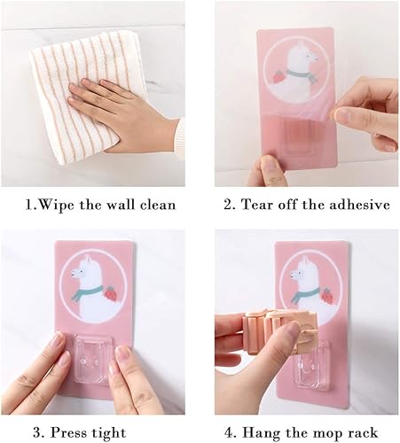 4 pezzi porta scopa con tazza di aspirazione, da cucina autoadesiva per mocio da parete, porta scopa, organizer per giardino, garage, bagno, ufficio - Honorern