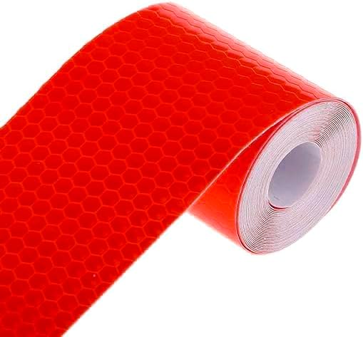 Nastro riflettente adesivo ad alta intensità, nastro riflettente di sicurezza, nastro adesivo riflettente, nastro adesivo riflettente, colore rosso, 3 metri di lunghezza x 5 cm di larghezza - Honorern
