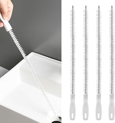 4 Pezzi Stura Lavandini e Scarichi Spazzole di Pulizia.45cm Strumenti Professionali per la Pulizia di Lavandini.Tubature e Scarichi,Spazzola per la Pulizia del Lavandino Adatti a Cucina,Bagno e Vasca - Honorern