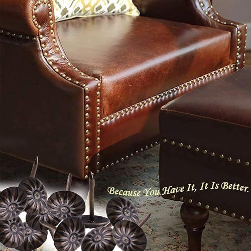 100pcs Vintage Tappezzeria Unghie, Mobili Nails Pins Assortimento Kit Divano Scarpa Porta Decorativa Stud Antique Tappezzeria Tacks Bronzo Tags metallo Tacks(11 * 17mm) - Honorern