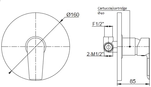 Miscelatore incasso per doccia Ambrosiana Sette - Honorern