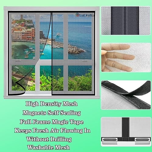 Magnetica per Zanzariera 135x135cm Nero Zanzariere Chiudi Automaticamente con Calamita per Porte di Soggiorno Camera da Letto Casa-Senza Perforazion - Honorern