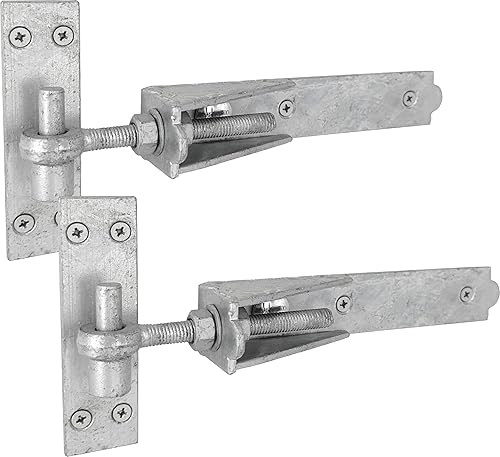 IRONTITE® Cerniere regolabili per cancelli in legno, resistenti, 250 mm, gancio e fascia per cancelli in legno, cerniere zincate a gancio e fascia con fissaggi inclusi. (zincate) - Honorern