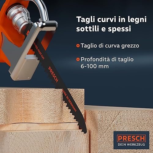 Lame per sega a gattuccio per legno 130 mm 10 pezzi - Taglio curvo 6-100 mm - Lame per legno, coltelli da cucina e altro. - Set di lame per sega con scatola - Honorern
