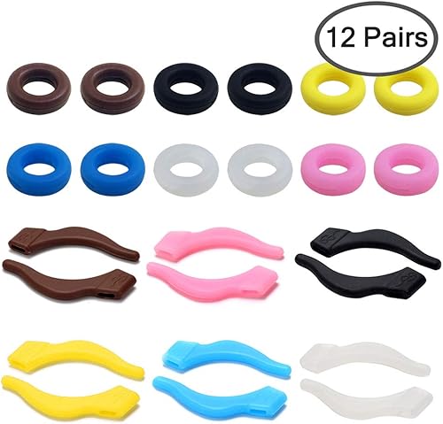 12 paia, fermi Eyewear silicone antiscivolo occhiali da vista tempio punte sport manica fermi per occhiali da sole occhiali da lettura - Honorern