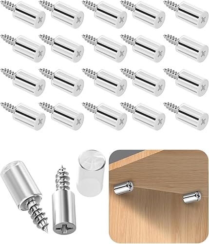 TPZORJX 20Pcs Pioli di Supporto per Mensole con Manicotto in Gomma,Perni per Mensole Supporto Pioli,Supporti dello Scaffale con Viti Autofilettanti,per Scaffali Librerie,Armadietti e Mobili da Scarpe - Honorern