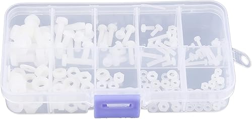 Viti Bulloni Dadi Rondelle Kit, 150 pezzi M2 M2,5 M3 M4 M5 Viti in Nylon Bulloni Dadi Rondelle Assortimento Kit di Fissaggio con Scatola - Honorern