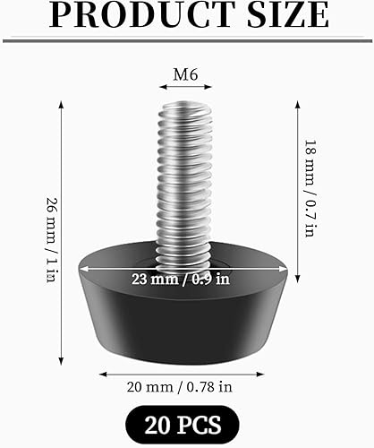 20 piedini regolabili per mobili in altezza con dadi- piedini di livellamento,piedini a vite, vite di regolazione per mobili, gambe del tavolo, gambe dell'armadio - Honorern