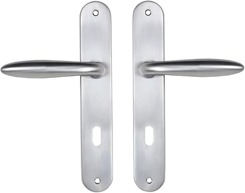 984050 - Set di maniglie zamak su piastra per camera, porta interna, colore: Argento - Honorern