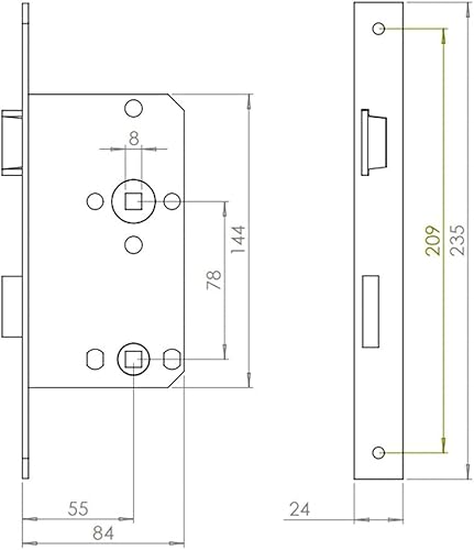 ABUS - Serratura ad incasso per porta WC ES WC L G 55 78 20-61769, oro - Honorern