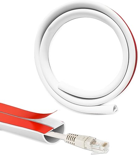 Canalina Passacavi Muro, Canalina Passacavi Adesiva, Canaletta per Cavi Elettrici, Coprifili TV a Muro, Nascondi Cavi TV, Canalina Passacavi per Nascondere 1 Cavo, Bianco(Semicircolare, 2 Metri) - Honorern