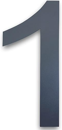 Numero civico in acciaio inox Altezza: 20 cm, Moderna targa numero civico esterno RAL 7016 antracite, spessore 2 mm, metallo numero di strada in acciaio inox - Arial, numero 1 - Honorern