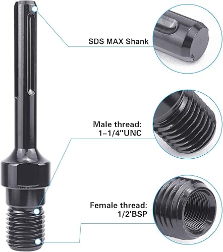 BIGP Adattatore SDS MAX, adattatore da 1 1/4' UNC a SDS Max, adattatore per trapano per piastrelle, adattatore per punte da trapano a corona, adattatore per svasatore di lattina - Honorern