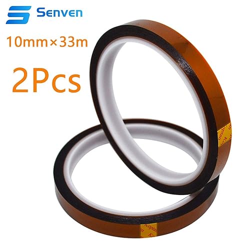 Senvenelec 2 volumi Stampante 3D Nastro ad alta temperatura, polyimide film nastro Nastro Kapton, per mascheratura, saldatura, rivestimento in polvere (33M x 10MM) × 2 - Honorern