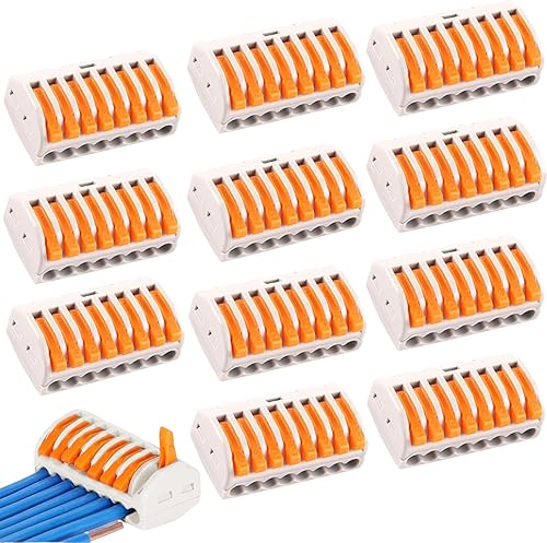 12 Connettori Per Cavi 8 Porte, Set Di 8 Conduttori Morsettiera Elettrica, Morsetto Di Collegamento Combinato, Blocchi Collegamento Elettrico Con Terminali 8 Conduttori, Per Conduttori Di Cavi Fissi. - Honorern