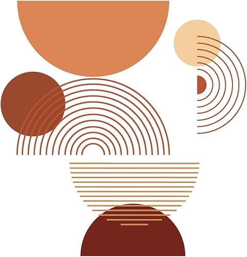 Boho Style Wall Decor con Geometric Linear Circle Wall Sticker Peel And Stick Wall Decals DIY Art PVC Wall Decal Decorations to Stick On The Wall for Living Room Bedroom - Honorern
