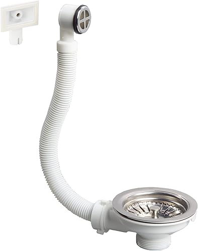 Wirquin 30723117 Piletta per lavello ø90 1 vasca, plastica e metallo, con troppopieno esterno, cromato - Honorern