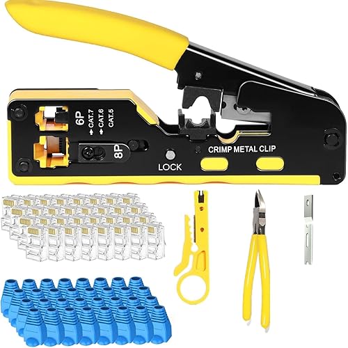 Set di pinze crimpatrici RJ45, RJ45, set di strumenti di crimpatura per CAT5/CAT6/CAT7 - Honorern