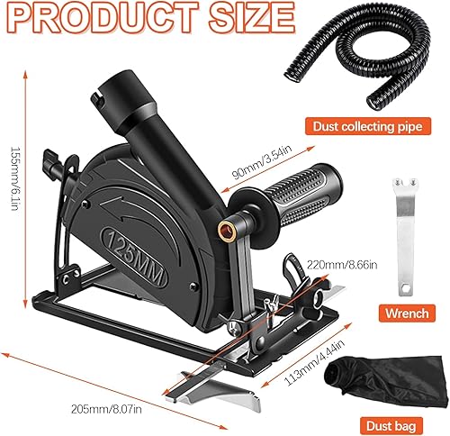 Kit de Soporte para Amoladora Angular 100-125 mm, Accesorios para Amoladora Angular, Ángulo Ajustable y Profundidad de Corte de 0-40 mm - Honorern