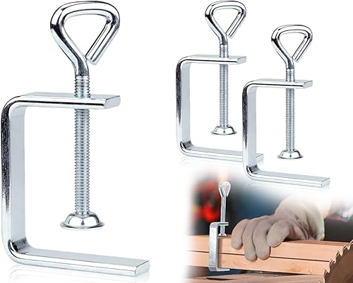 Confezione da 2 morsetti a C,morsetti a C piccoli in metallo,morsetto a vite regolabile,morsetti a vite zincati,morsetto da tavolo universale,morsetto di supporto,vite di serraggio - Honorern