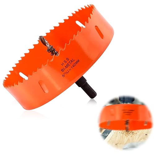 Sega a tazza bimetallica, 140 mm, universale HSS M42, punta a tazza rotonda, fresa a tazza per taglio preciso e veloce di legno, plastica, piastre metalliche sottili, compensato e acrilico - Honorern