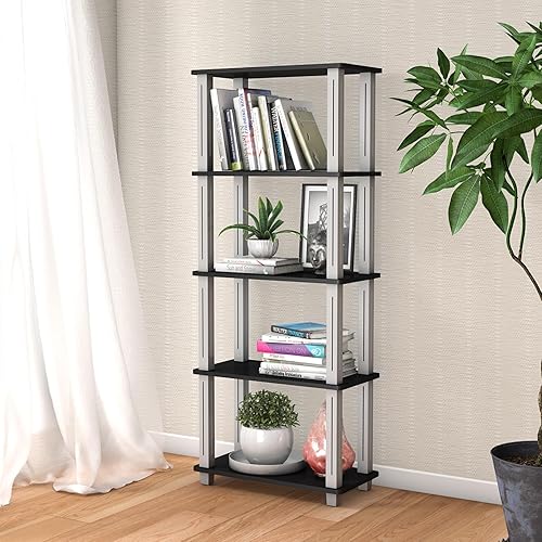 COSTWAY Scaffale a 5 livelli, Libreria Multifunzionale con Tanto Spazio, Scaffale di Stoccaggio Robusto, Ideale per Casa Garage Magazzino, Capacità di Carico 20 kg (Nero) - Honorern