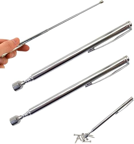 2 Pezzi Calamita Telescopica Penna Acciaio Inossidabile Calamita da 13 a 64cm Portatile Strumento di Prelievo Magnetico Telescopico per Trovare Bulloni, Dadi, Viti, Pezzi di Metallo - Honorern