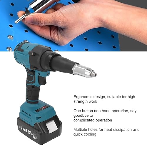 Pistola per Rivetti a Batteria 18V, Pistola per Rivetti Elettrica Senza Spazzole a LED Strumento Manuale Automatico per Rivetti a Dado per L'industria (Senza batteria) - Honorern