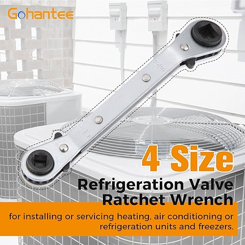gohantee Chiave a cricchetto per refrigerazione, 4 diverse misure, 1/4 x 3/16 quadrata x 3/8 x 5/16, chiave a cricchetto per aria condizionata - Honorern