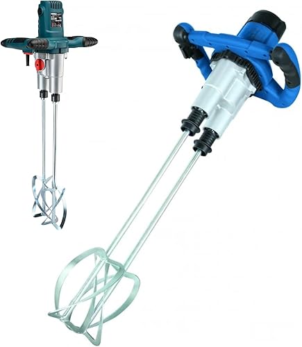 Trapano Miscelatore impastatore Mescolatore con Doppia Frusta 1600W Agitatore Miscelatore Sbattitore Betoniera a Doppia Paletta 6 Velocità per Calcestruzzo, Malta impugnatura ergonomica - Honorern