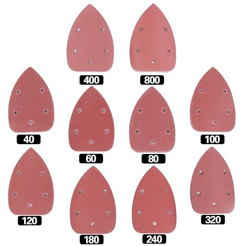 Swpeet, 60 dischi abrasivi per levigatrice a forma di topo, in 10 misure, con gancio e anello per levigatrice a mouse, grana 40/60/80/100/120/180/240/320/400/800 - Honorern