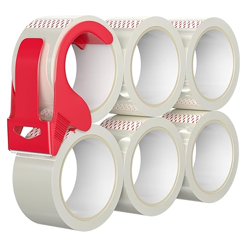 Nastro Adesivo Per Imballaggi Pacchi 6 pcs, Nastro da Imballaggio Resistente da 50mm x 66m, Rotolo di Nastro Trasparente Pesante ad Uso Generale per Imballaggio, Spedizione e Trasloco - Honorern